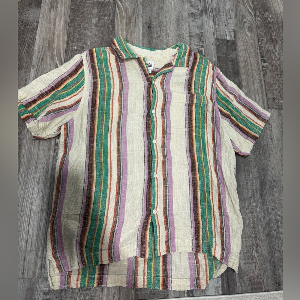 Striped Short Sleeve Button-Up Shirt
